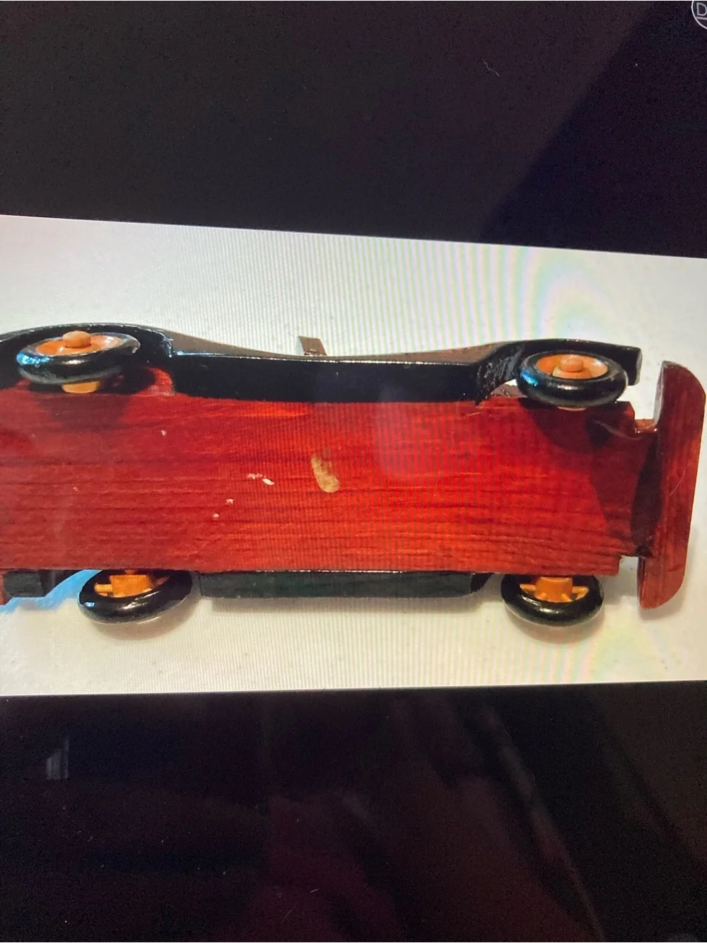 Vintage-Style Wooden Toy Classic Car Two- Seater Convertible